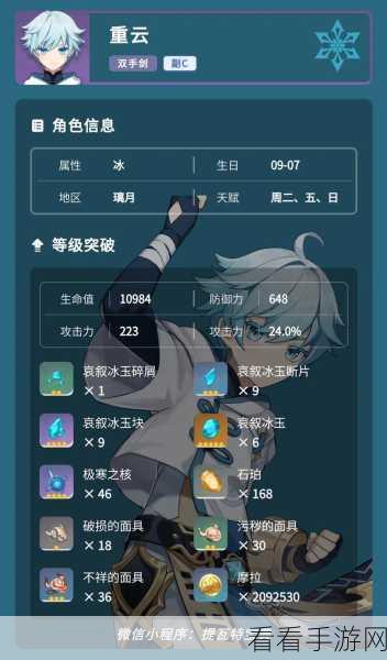 重云专属神器揭秘，如何挑选并解锁最强威力大剑？