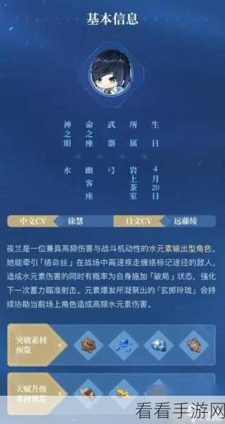 原神夜兰深度解析，技能特性、多元玩法流派与独特魅力全揭秘