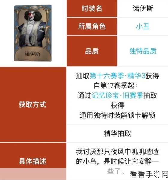 第五人格小丑稀世时装精致笑容价格震撼揭晓