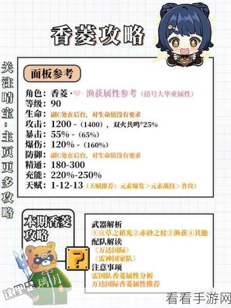 原神高手进阶，香菱全方位培养攻略，解锁烹饪战斗双重高手