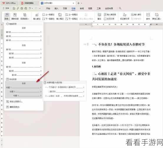 轻松搞定 WPS 文档自动生成目录秘籍