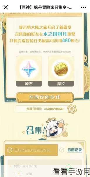 原神清洁作战，召回码使用秘籍大揭秘