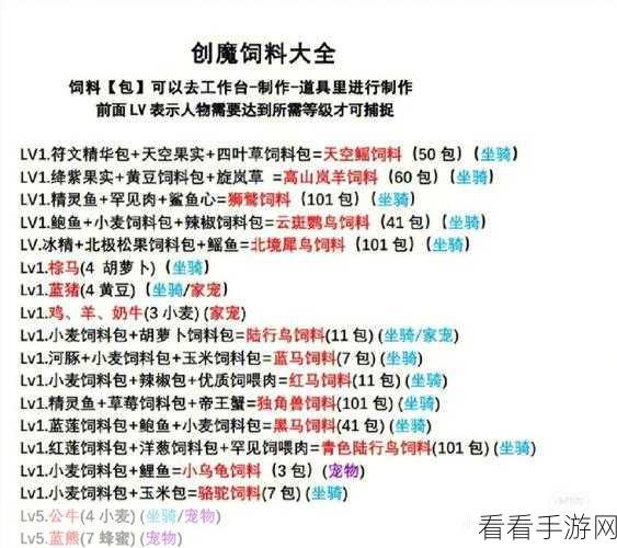 创造与魔法，家畜饲料秘籍大公开