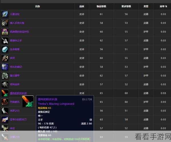 魔兽世界怀旧服，提布的炽炎长剑震撼属性全解析